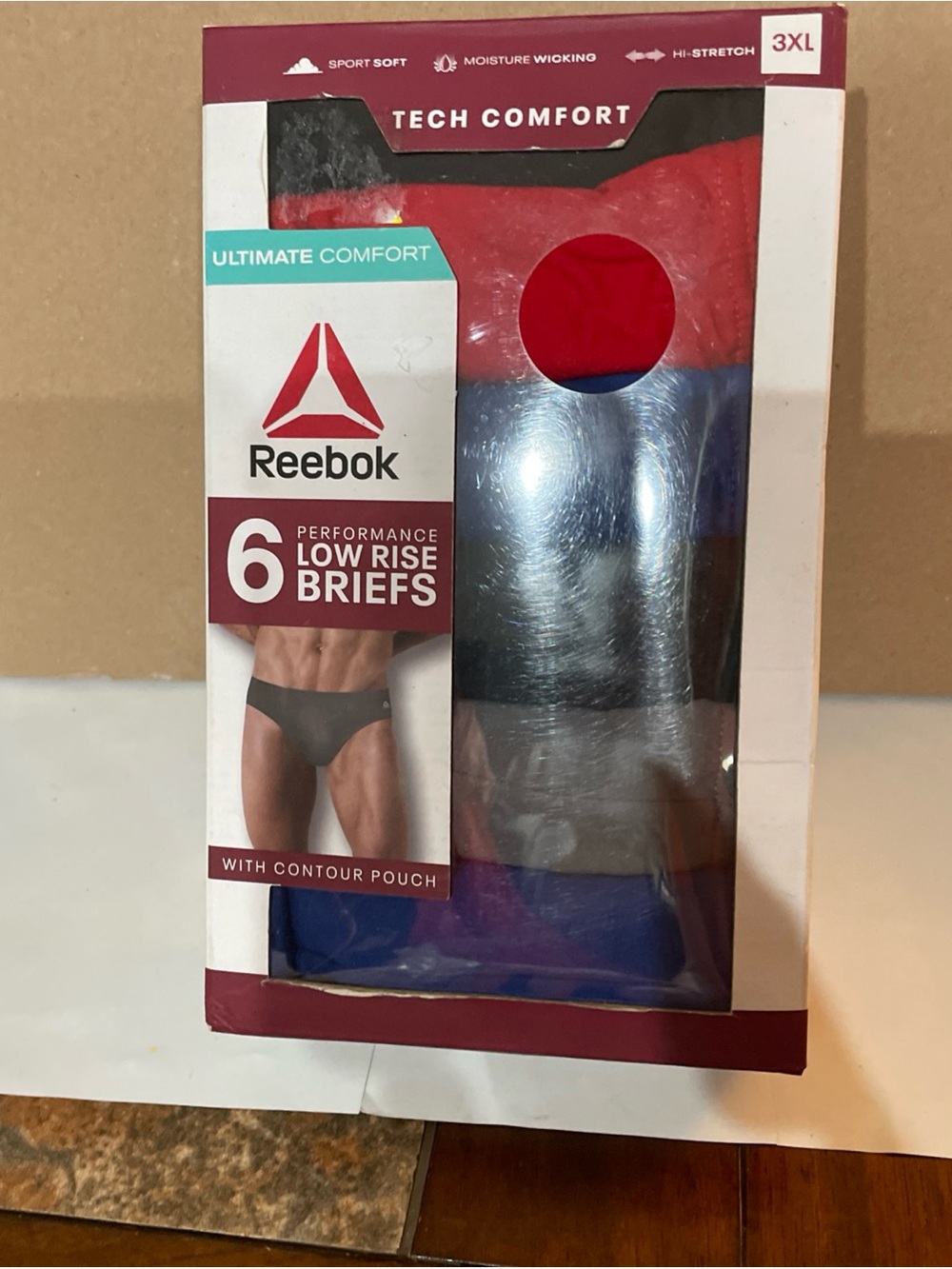 Reebok MENS 3XL Tech Comfort Low Rise Performance Briefs w/ Contour Pouch 6-PACK